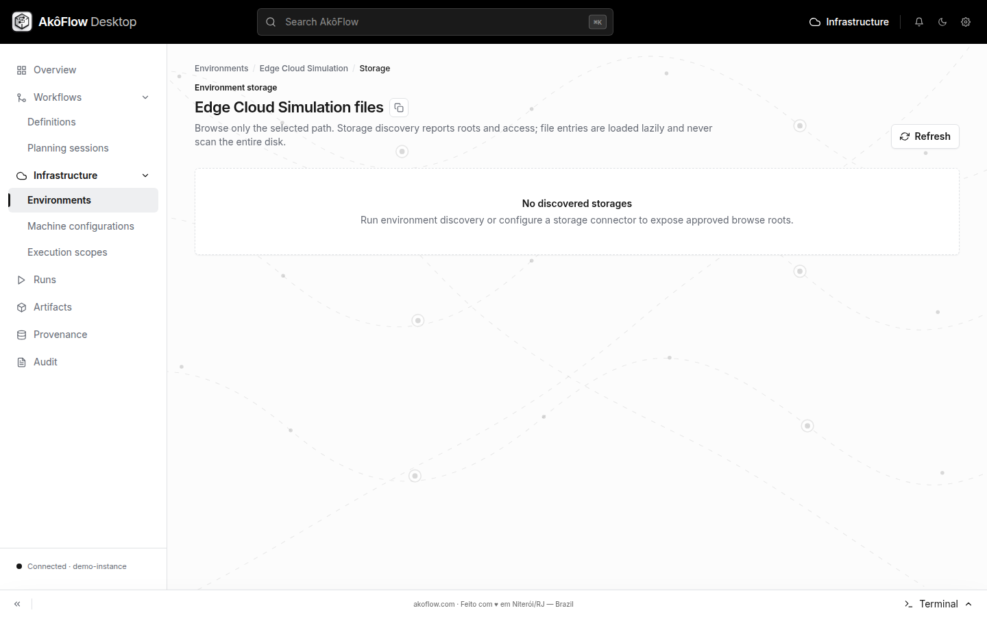 Environment storage browser with registered roots