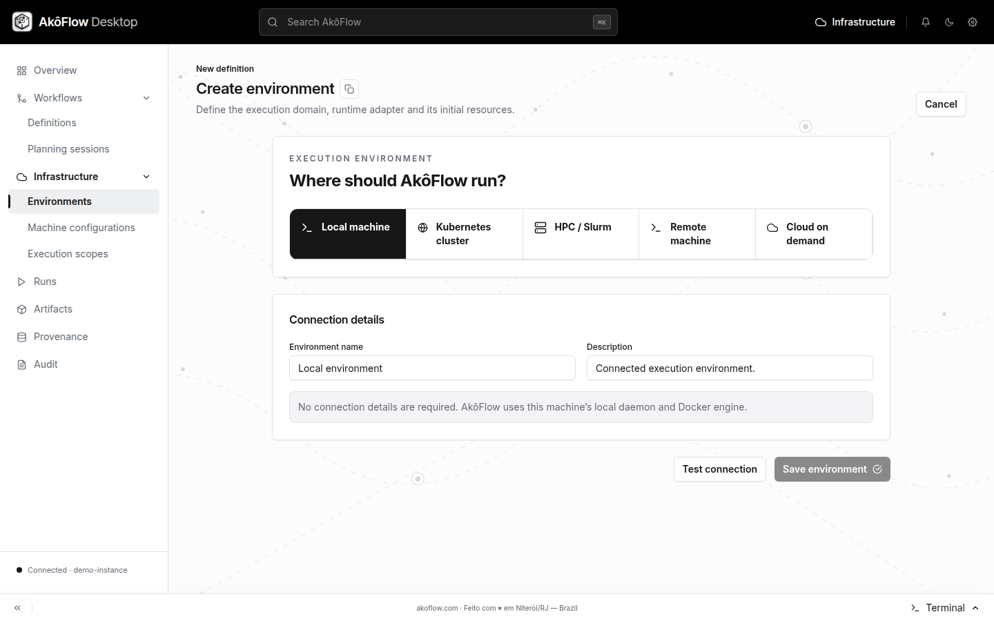 Create environment form