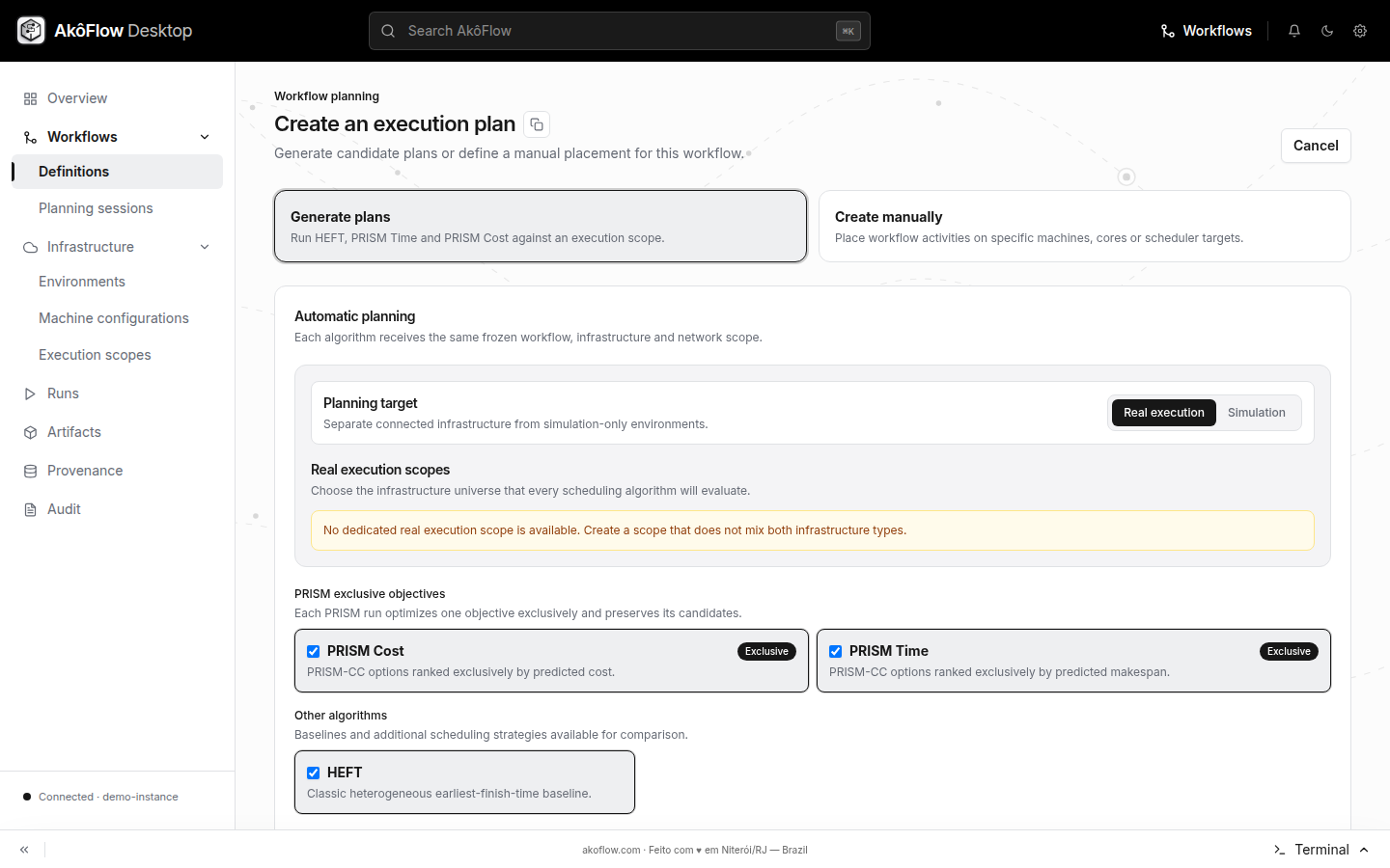 Create an execution plan with generated and manual paths