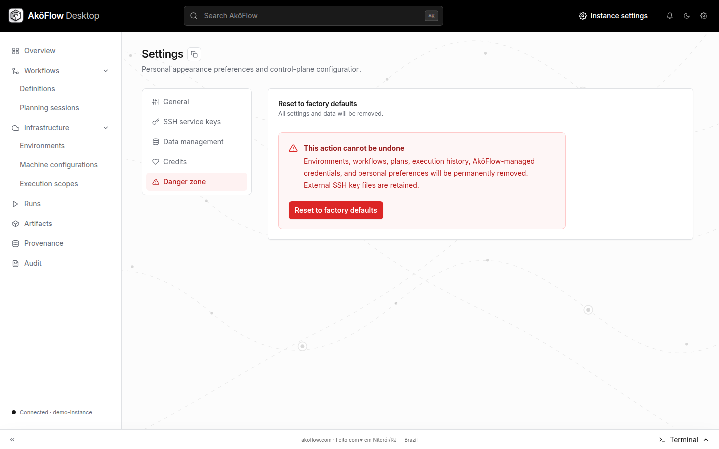 Danger zone with protected instance actions